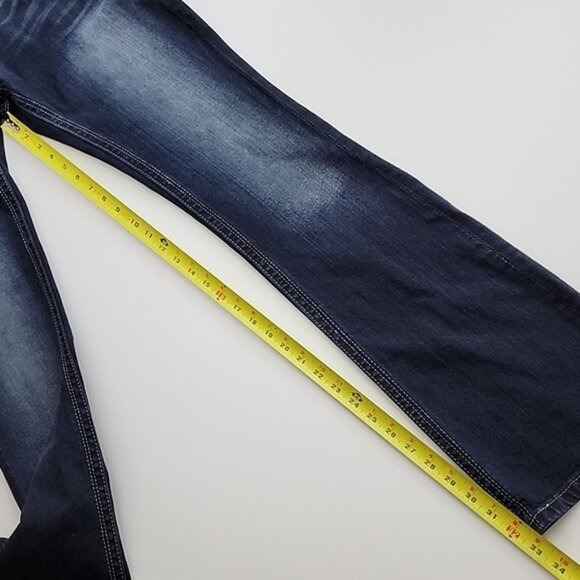 Daytrip Women's Virgo Bootcut Dark Blue Demin Jeans Faded Gold Stitch Size 28XL - Picture 16 of 16